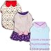 Blueberry Pet Orchid & Grey Bow Cotton Dog Dress, Back Length 16