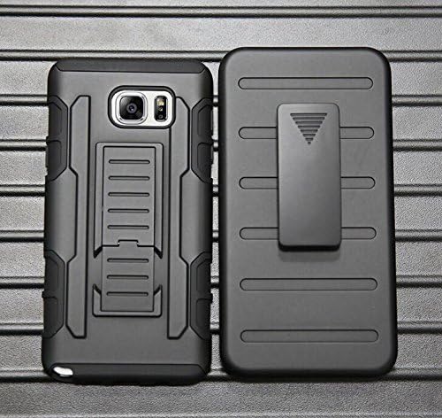 Galaxy Note 5 Case,HAPPIGO[ULTRA FUTURE ARMOR]Hard Shock-Resistant Hybrid Cover Dual Layer Locking Swivel Belt Clip Holster Kickstand Case for Samsung Galaxy Note 5(Note 5 - Black)