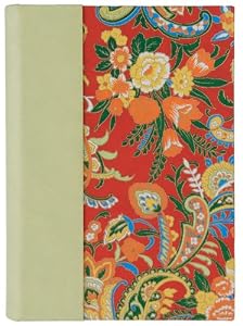 Red Paisley Journal, Genuine Leather Spine with Paisley Paper on Cover, Lined, 5x7"