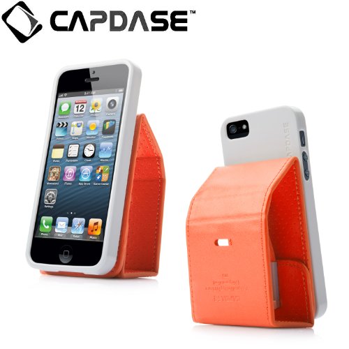 CAPDASE 日本正規品 iPhone5 Folder Case Upper Polka, Orange / Grey フォルダーケース アッパー・ポルカ, オレンジ／グレー FCIH5-UP7G