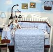 SoHo Blue Stitch Traveler Baby Infant Crib Nursery Bedding Set 10 pcs