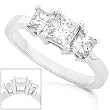 Three Stone Princess Cut Diamond Ring 3/4ctw (HI/SI) in 14K White Gold