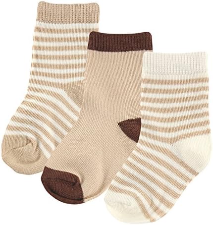 Hudson Baby Touched By Nature Organic Socks 3 Pack, Tan, 6-12 Months