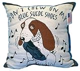 Elvis Presley Graceland Exclusive Blue Suede Shoes Decorative Tapestry Throw Hounddog Pillow - 17 X 17 Inches