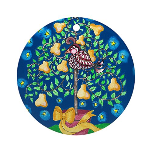 CafePress Partridge in A Pear Tree Ornament Round 4" MDF Holiday Ornament