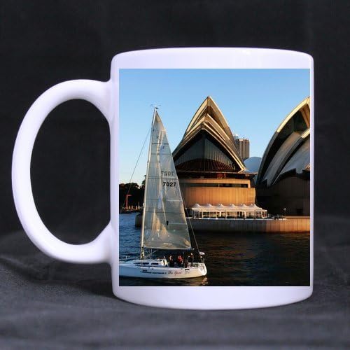 Sydney Opera House Print Background White Ceramic 11 OZ Water Cup/Coffee Mug