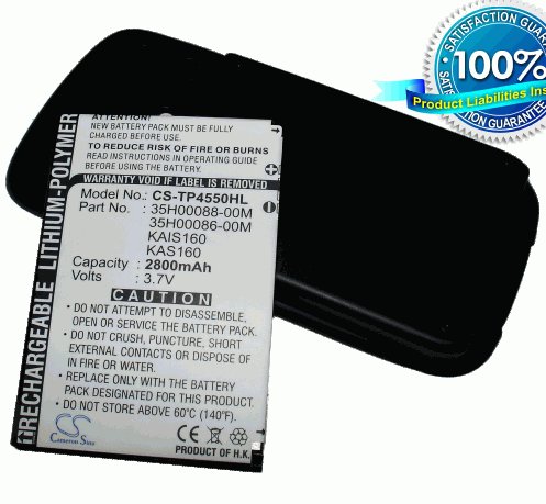 2800mAh Slim Extended Battery fits AT&T 8900, 8925 Tilt, Tilt 8925, HTC TyTN II, P4550, Kaiser, Kaiser100, Kaiser 110, Kaiser 120, T-Mobile MDA Vario III, Vodafone v1615, VPA Compact V series