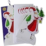 Die Cut Boxed Christmas Cards, Set of 6: Santa Tree