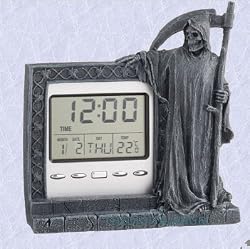 medieval grim reaper statue gothic alarm clock lcd new