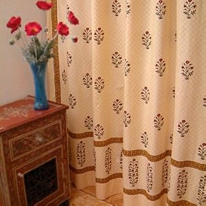 Red Poppy ~ Luxury Elegant India Floral Bathroom Shower Curtain 72x72