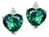 Best Price 2.54 cttw AAA Heart Shape Created Emerald and Genuine Diamonds Earring Studs in 14k White Gold