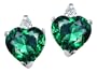 2.54 cttw AAA Heart Shape Created Emerald and Genuine Diamonds Earring Studs in 14 kt White Gold