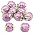 Purple Enamel Sterling Silver Oval Beads 6mm Approx 10