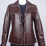 4008 Genuine Soft Supple Light Lambskin Real Leather Blazer - Laid Down Peterpan Collar - Tie Closure Front - Tailor Stitch Edge - Polyester Lined - Slim Fit - No Insulation - Petite Regular Plus Size