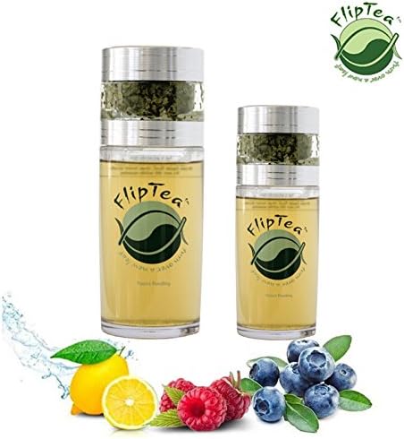 Set of 1 Big(12oz) + 1 Small(8oz) FLIPTEA Perfect Outdoor Tea Maker - Plastic Water Tea Filter Cup Drink Bottle with Stainless Infuser