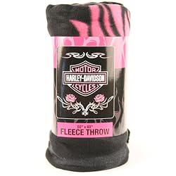 Harley Davidson Pink Roses Fleece Blanket (50" x 60")