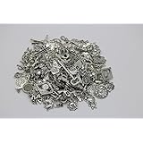 eCrafty EC-5655 100-Piece Silver Pewter Charms Pendants Mega Mix DIY for Jewelry Making and Crafting