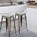 Adeco Gunmetal Silver 30 inch Metal Tolix Style Industrial Chic Chair Counter Stool Barstool, Set of Two