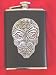 Stainless Steel Flask Black Leather with Day of the Dead Skull