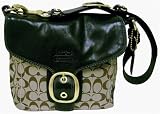 Coach Signature Khaki and Coal Bleeker Flap
