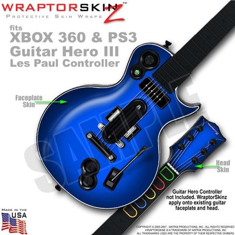 Colorburst Blue WraptorSkinz Skin fits XBOX 360 & PS3 Guitar Hero III Les Paul Controller (GUITAR NOT INCLUDED)