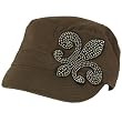 Fleur De Lis Clear Crystal Castro Cadet Hat Cap Charcoal Gray