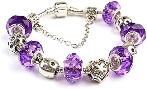 Best Fashion Jewelry Bracelet By Nally Fashion-top Quality, Purple Crystal Charm Bracelet with Hearts for Women &amp; Teen Girls-with Cute Silver Plated Chain. Perfect Gift Idea &amp; Love Present.