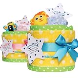 mikihouse ミキハウス 1段ミニ おむつケーキ チャームバンド ミニタオル 付 ピンク 女の子向け パンパースＬサイズ 【 名入れ刺繍対応ギフト 】