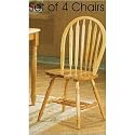 Set of 4 Natural Finish Windsor Dining Side Chairs