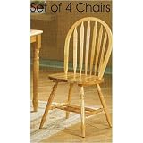  : Set of 4 Natural Finish Windsor Dining Side Chairs