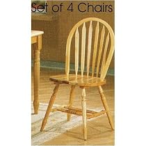 Set of 4 Natural Finish Windsor Dining Side Chairs