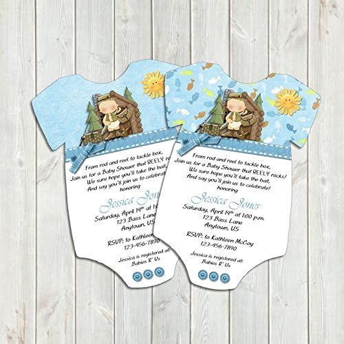Just Like Daddy Fishing One piece Baby Shower Invitations - set of 10 - PRINTED