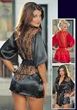 Sexy Black Kimono Intimate Sleepwear Robe Set - 3 Piece Lingerie - Small