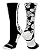 MadSportsStuff Crazy Volleyball Logo Crew Socks (Black/White, Large)