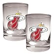 Miami Heat NBA 2pc Rocks Glass Set - Primary Logo