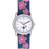 Timex 7B151 Kids Analog Round Gray Resin Case Watch with Blue and Pink Elastic Strap