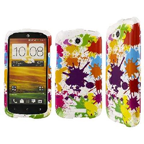 HTC One VX Case, EMPIRE Full Coverage Paint Splatter White Case for HTC One VX