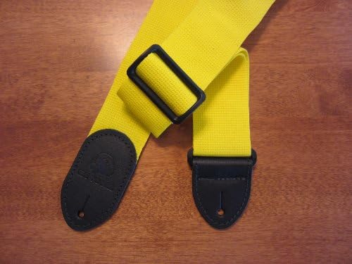 Guitar Strap with Leather Ends - Guitar Straps for Acoustic, Electric &amp; Bass - Superior Quality - Used by Pros - Suitable for girls, boys, children, beginners - Nylon Yellow