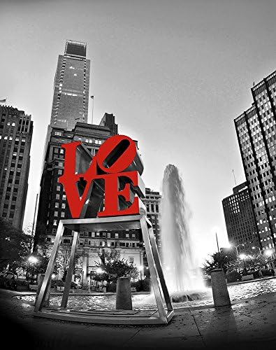 Philadelphia Love Park with Comcast Building Canvas Art Print (14x12)