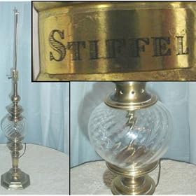 Vintage Genuine Stiffel Table Lamp Brass with Glass Globe
