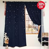Moon Print Thermal Insulated Blackout Curtain 84L-1Set-NAVY