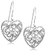 Sterling Silver Heart-Shaped Cubic Zirconia Dangle Earrings