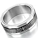 Silver Black Stainless Steel Ring Band Bible Lords Prayer Cross