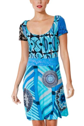 Dress Desigual Praga Couleurs Blue Xs A Xl M