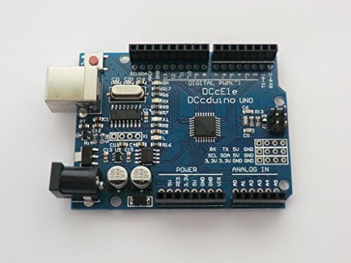 Arduino compatible Uno R3 ATmega 328P board. Includes USB cable. Comes with a DVD of sample Arduino sketches for attaching PIR modules or Magnetic Door sensors.