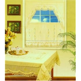 267a Artex Cut Work Emboidery 72x90 Table Cloth and 3pcs Kitchen Curtain Set by Bed In A Bag