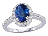 1.70 cts Genuine Sapphire and Diamond Ring - 14kt White or Yellow Gold