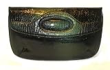 Nine Co Aligator Patent Clutch Green Bag