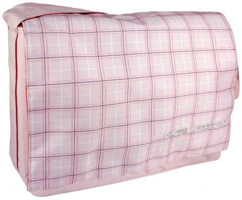 Baby Pink Plaid 15.4 inch Laptop Padded Compartment Shoulder Messenger Bag for K-Cliffs Lifestyle