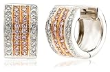 18k White and Rose Gold Pink and White Diamond 4-Row Earrings (3/4 cttw)